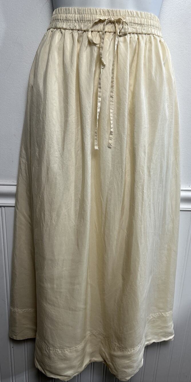 J Crew Women’s 100% Silk Maxi Skirt XL Pull-on Full Minimalistic Classic Cream